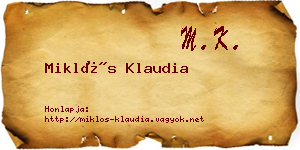 Miklós Klaudia névjegykártya